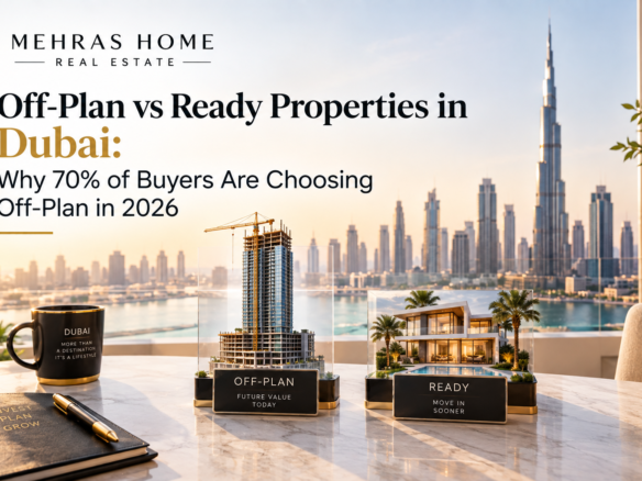 Off-plan vs ready properties in Dubai, comparing benefits, risks, prices, and investment potential